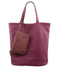 REVERSIBLE LEATHER TOTE & WRISTLET BROWN & BURGUNDY